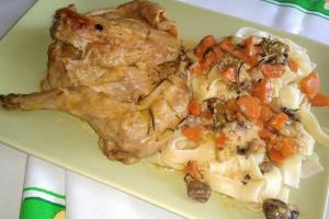 Królik w śmietanie z pieczarkami w wykonaniu Eweliny