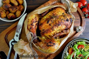 Kurczak z piekarnika z pieczonymi ziemniakami